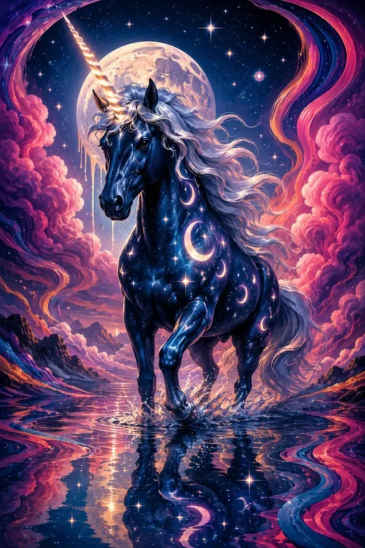Retro Unicorn Psychedelic Posters