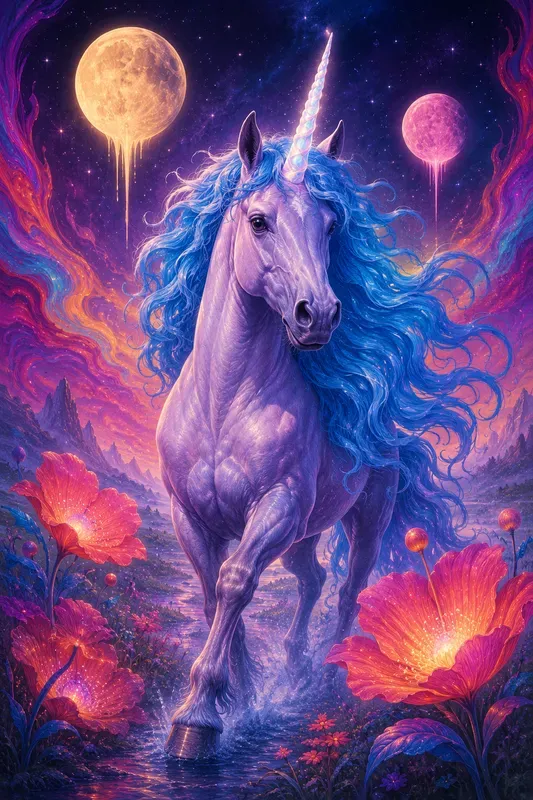 Retro Unicorn Psychedelic Posters