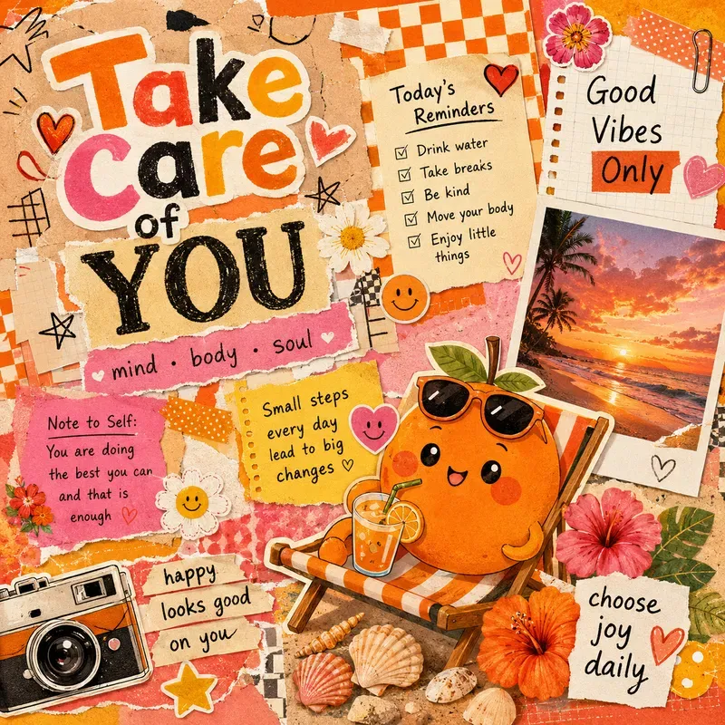 Kawaii Orange Positive Scrapbook Art