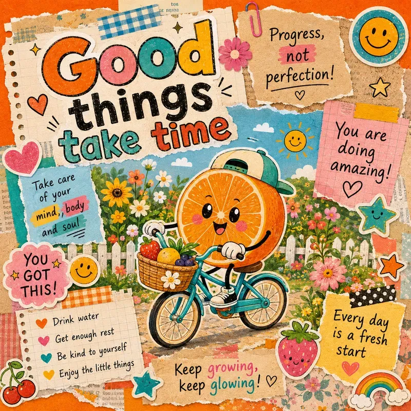 Kawaii Orange Positive Scrapbook Art