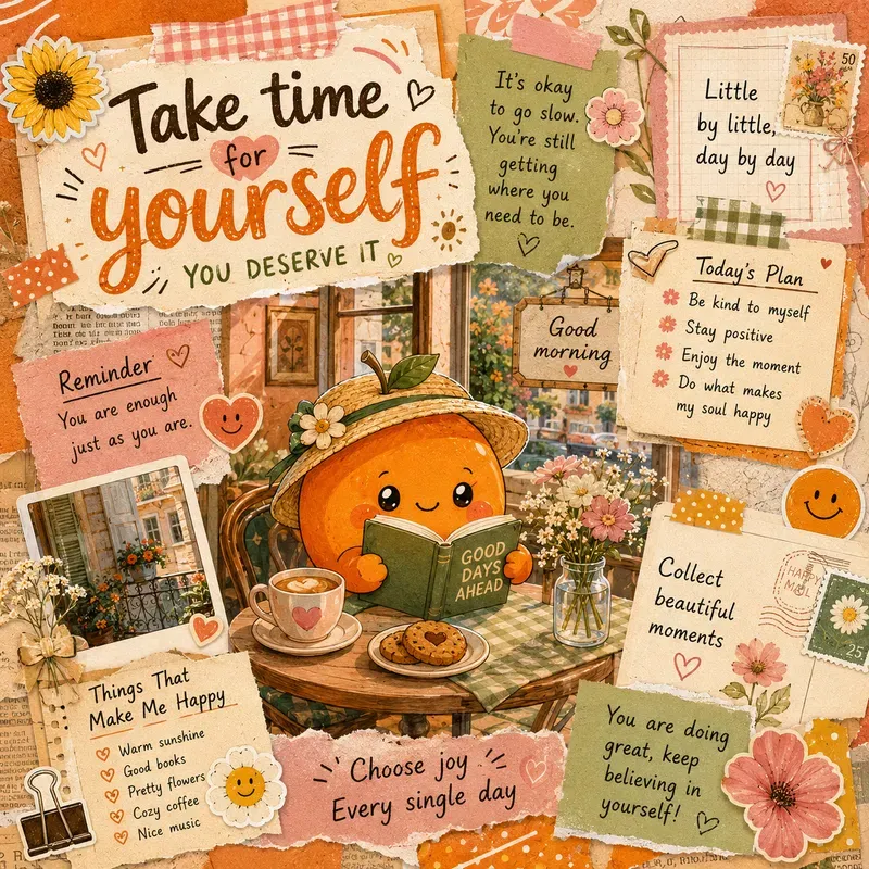 Kawaii Orange Positive Scrapbook Art