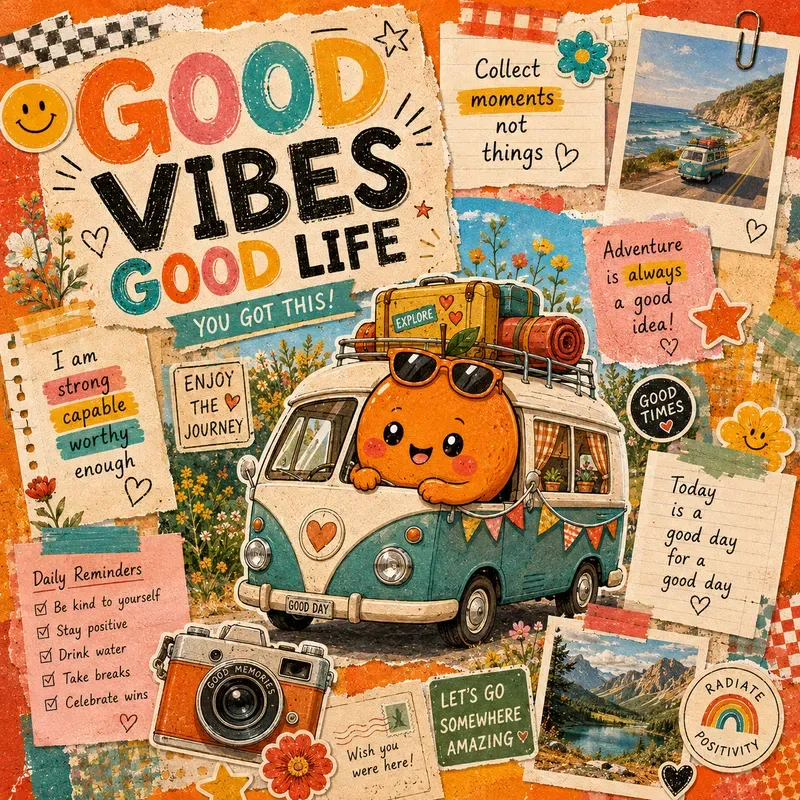 Kawaii Orange Positive Scrapbook Art