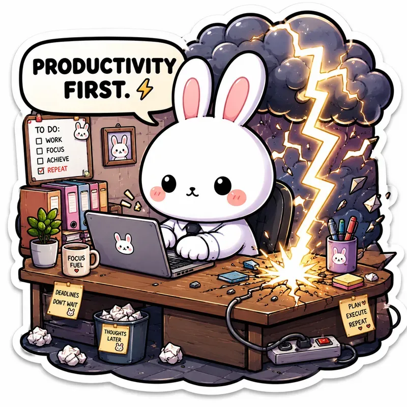 Kawaii This Is Finechaos Bunny Stickers