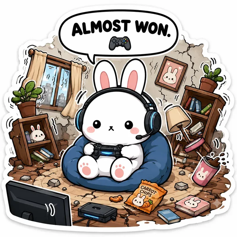 Kawaii This Is Finechaos Bunny Stickers