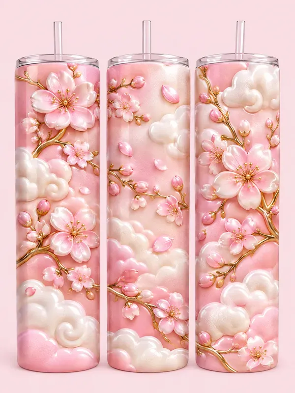 3D Inflated Floral Tumbler Wraps 20oz