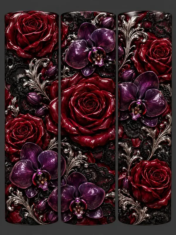 3D Inflated Floral Tumbler Wraps 20oz