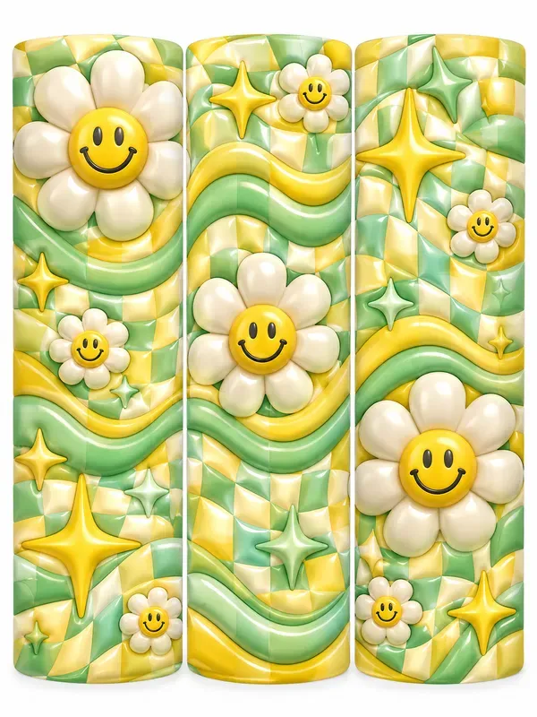 3D Inflated Floral Tumbler Wraps 20oz