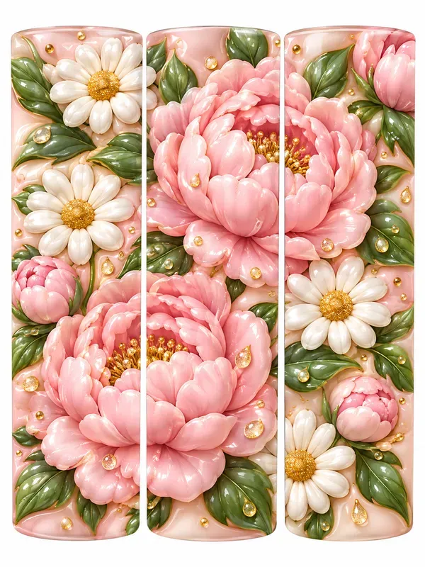 3D Inflated Floral Tumbler Wraps 20oz