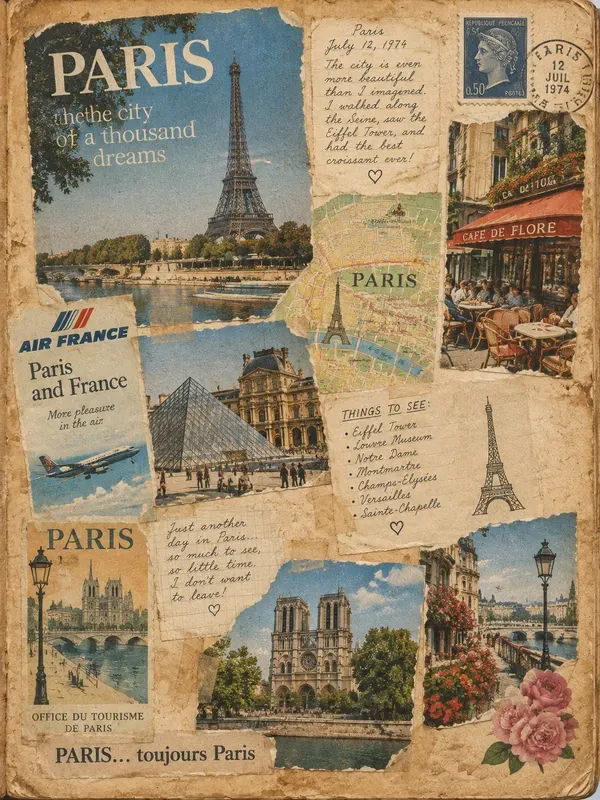 Retro Travel Magazine Junk Journal Pages