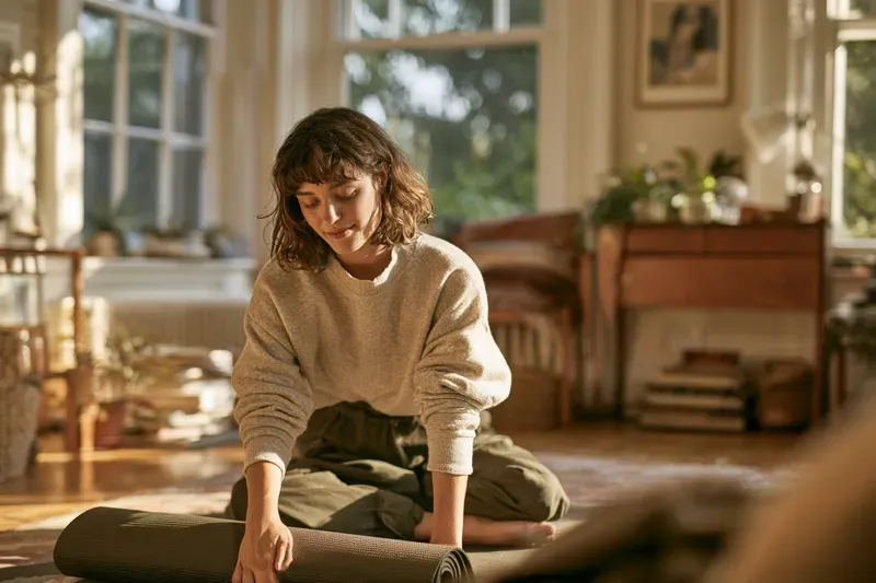 Mindful Morning Wellness Stock Photos