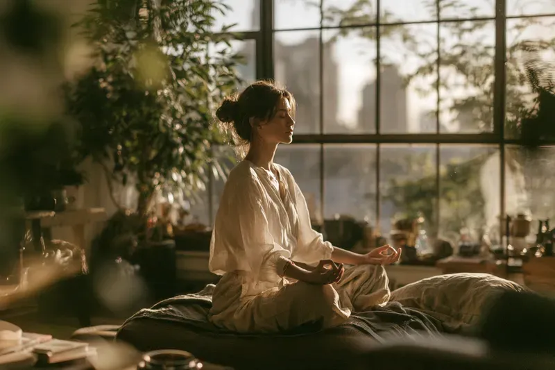 Mindful Morning Wellness Stock Photos