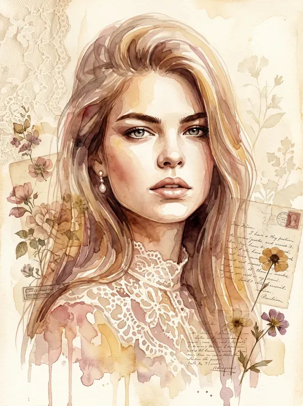Vintage Watercolor Portrait Ais