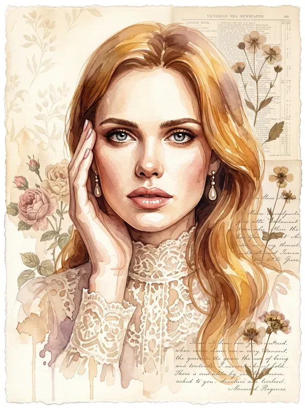 Vintage Watercolor Portrait Ais