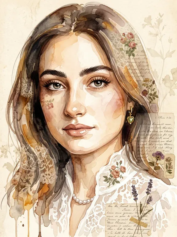 Vintage Watercolor Portrait Ais