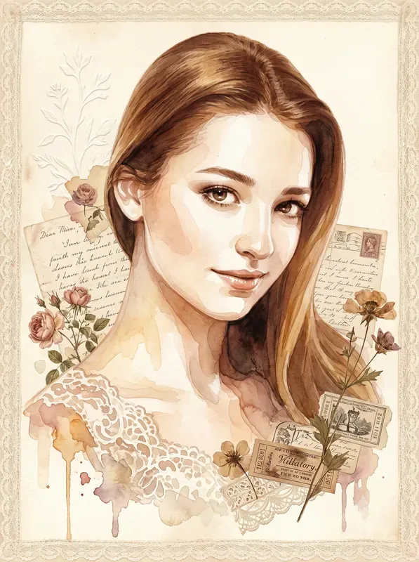 Vintage Watercolor Portrait Ais