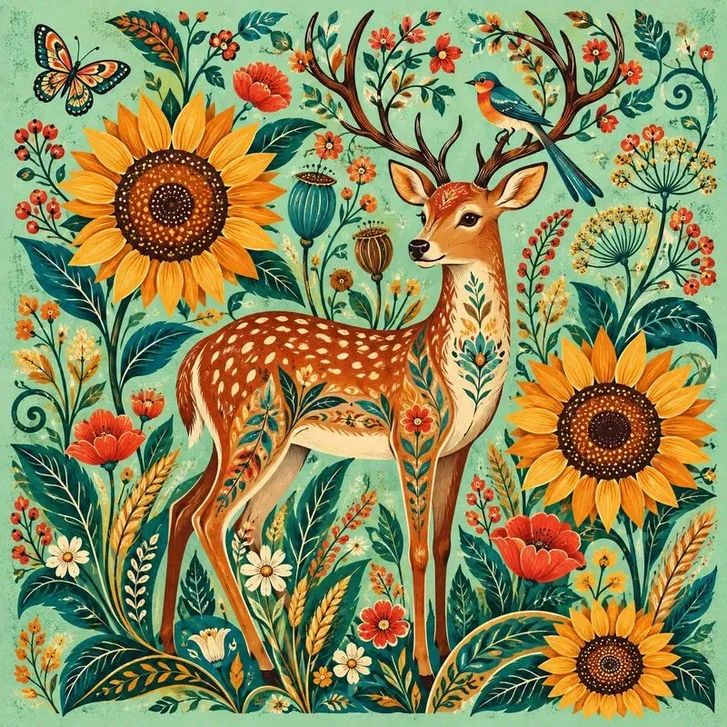 Vibrant Folk Art Illustrations