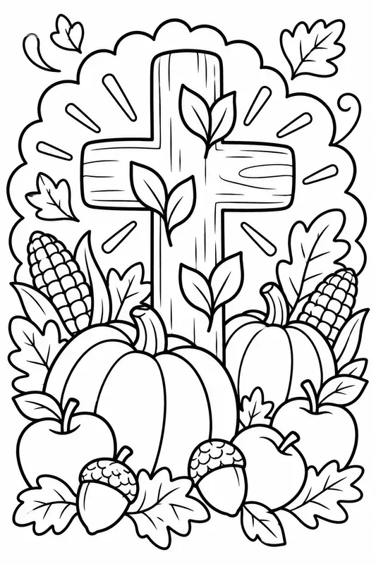 Kids Thanksgiving Cross Colorings