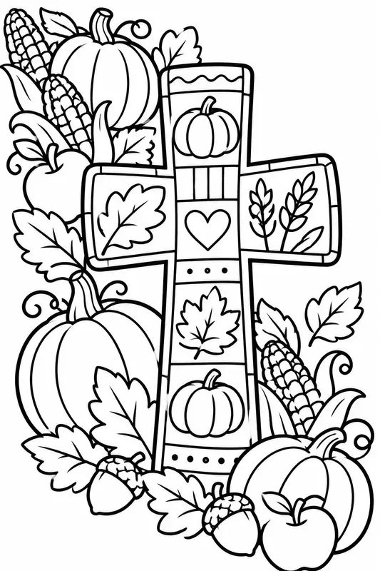 Kids Thanksgiving Cross Colorings