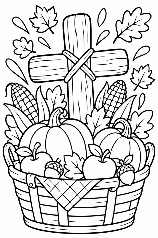 Kids Thanksgiving Cross Colorings