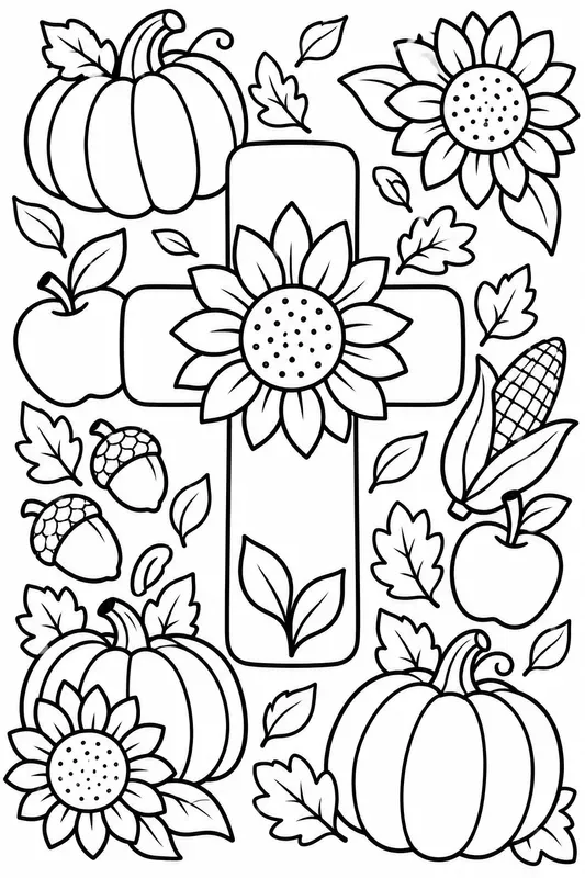 Kids Thanksgiving Cross Colorings