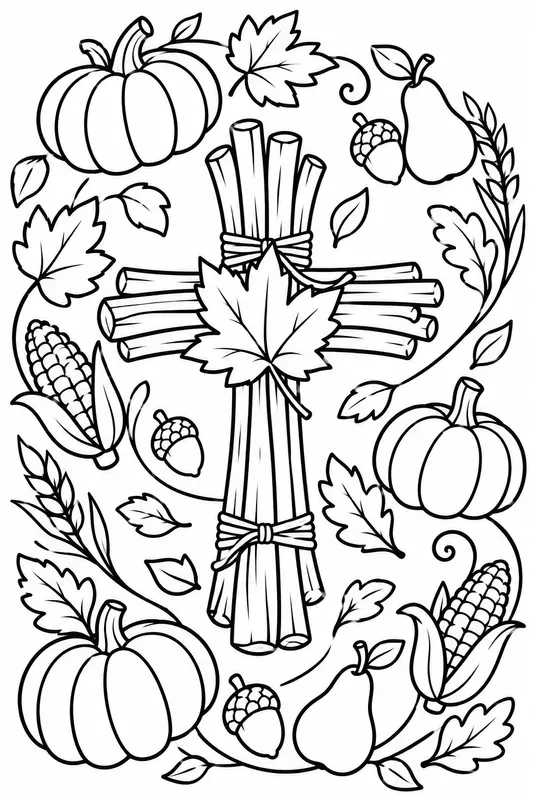 Kids Thanksgiving Cross Colorings