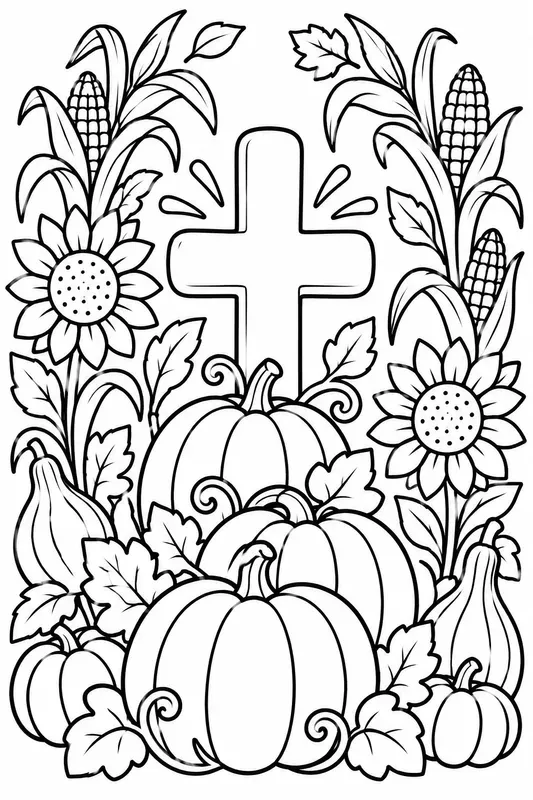 Kids Thanksgiving Cross Colorings