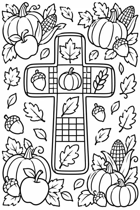 Kids Thanksgiving Cross Colorings