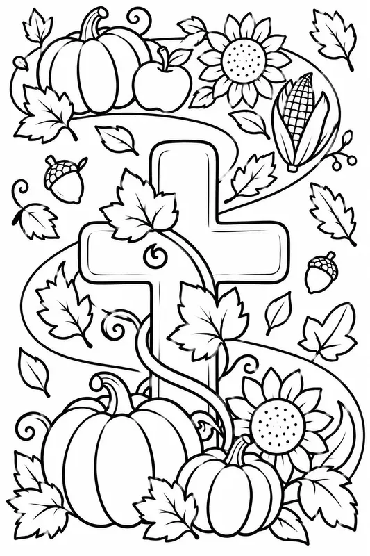 Kids Thanksgiving Cross Colorings