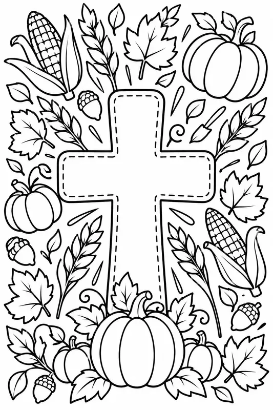 Kids Thanksgiving Cross Colorings