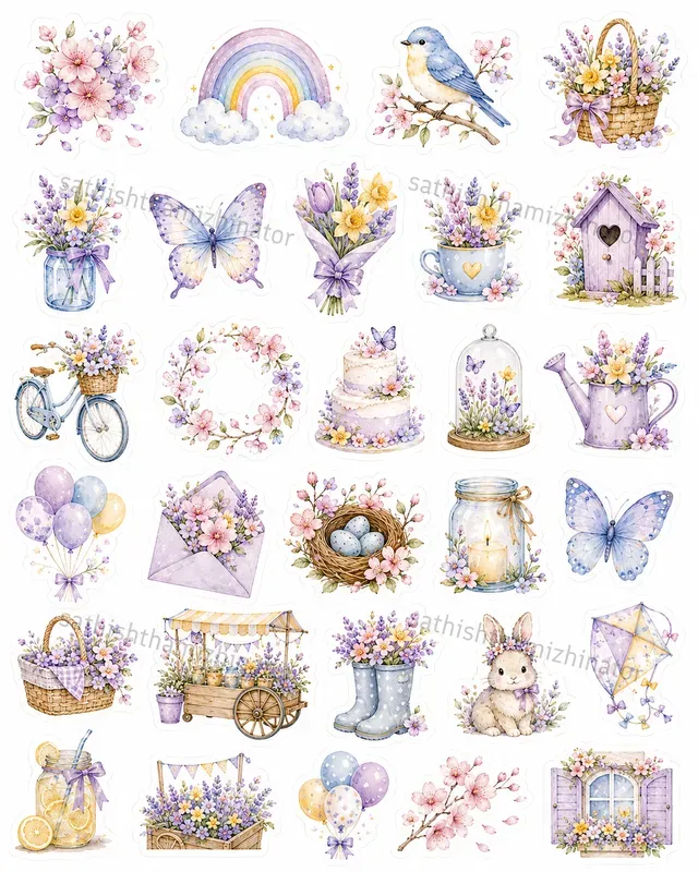 Whimsical Watercolor Planner Stickers