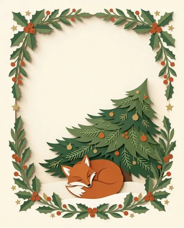 Layered Paper Cut Christmas Card Art