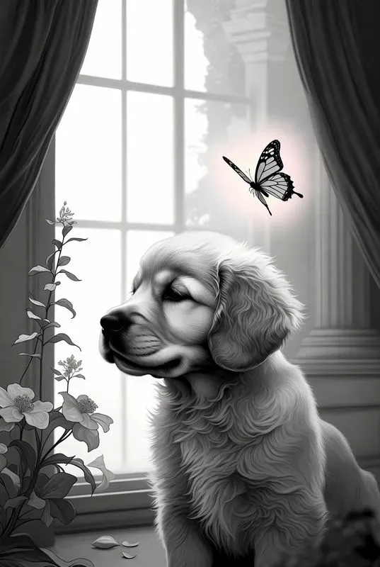 Elegant Dog Butterfly Dream Scenes