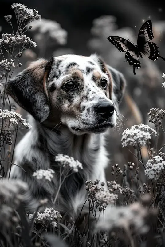 Elegant Dog Butterfly Dream Scenes