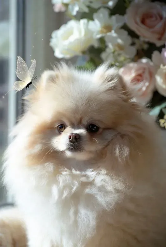 Elegant Dog Butterfly Dream Scenes
