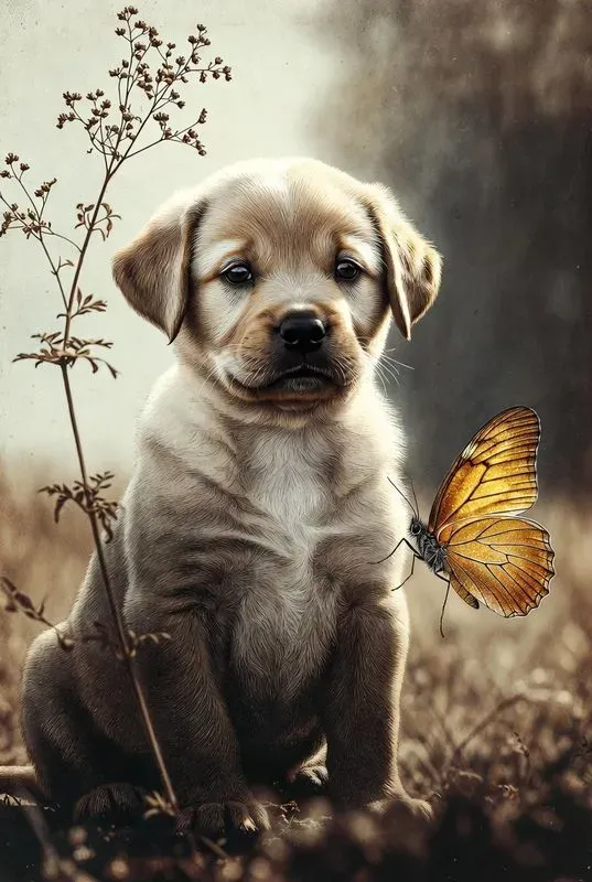 Elegant Dog Butterfly Dream Scenes