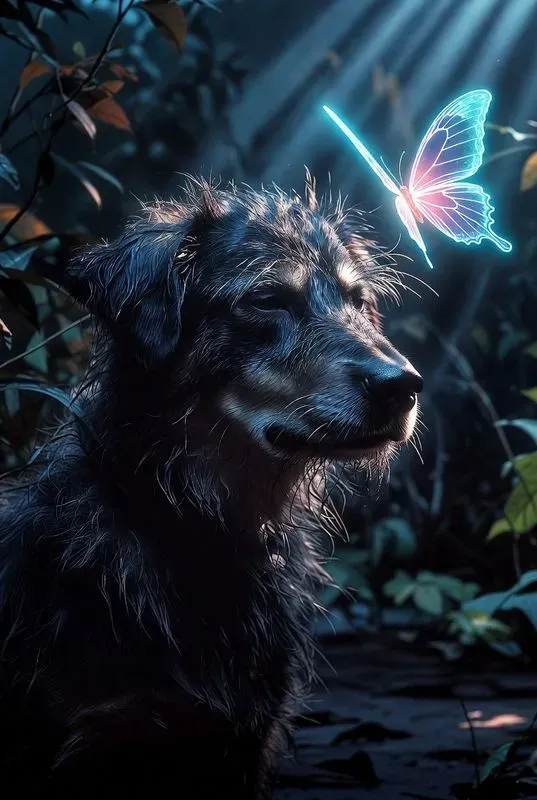Elegant Dog Butterfly Dream Scenes