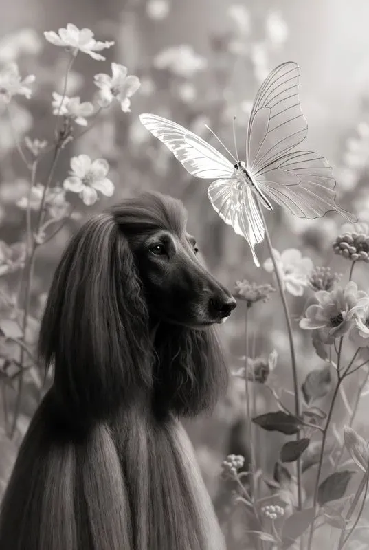 Elegant Dog Butterfly Dream Scenes