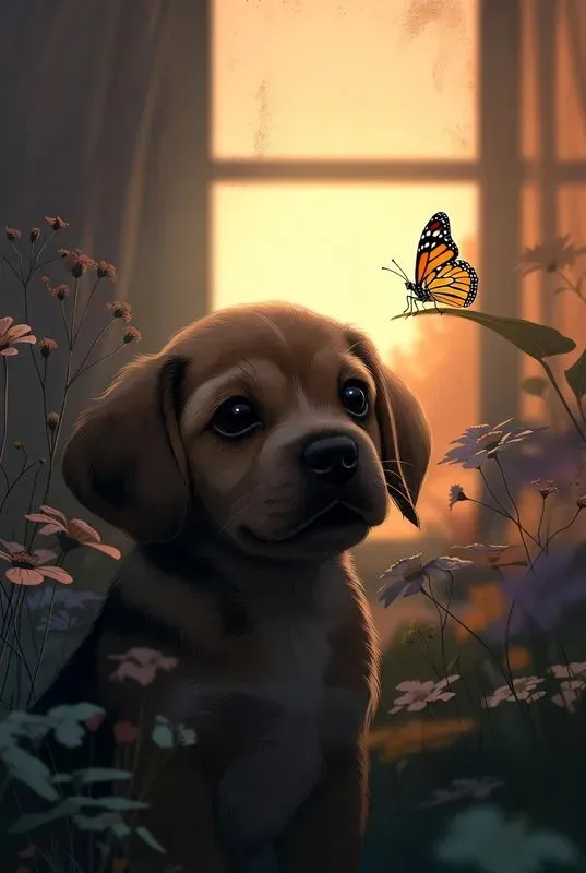 Elegant Dog Butterfly Dream Scenes