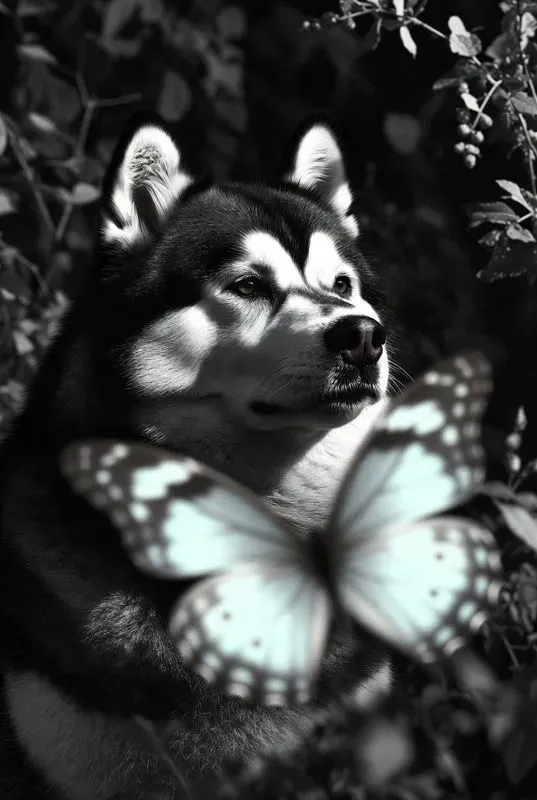 Elegant Dog Butterfly Dream Scenes
