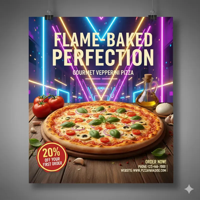 Pizza Ad Posters 9 Variations