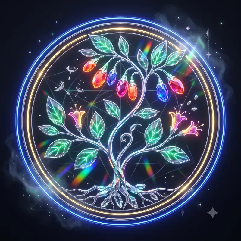 Neon Crystal Asian Herb Emblems