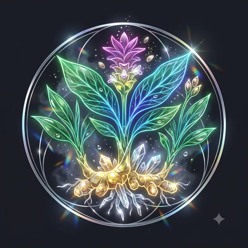 Neon Crystal Asian Herb Emblems