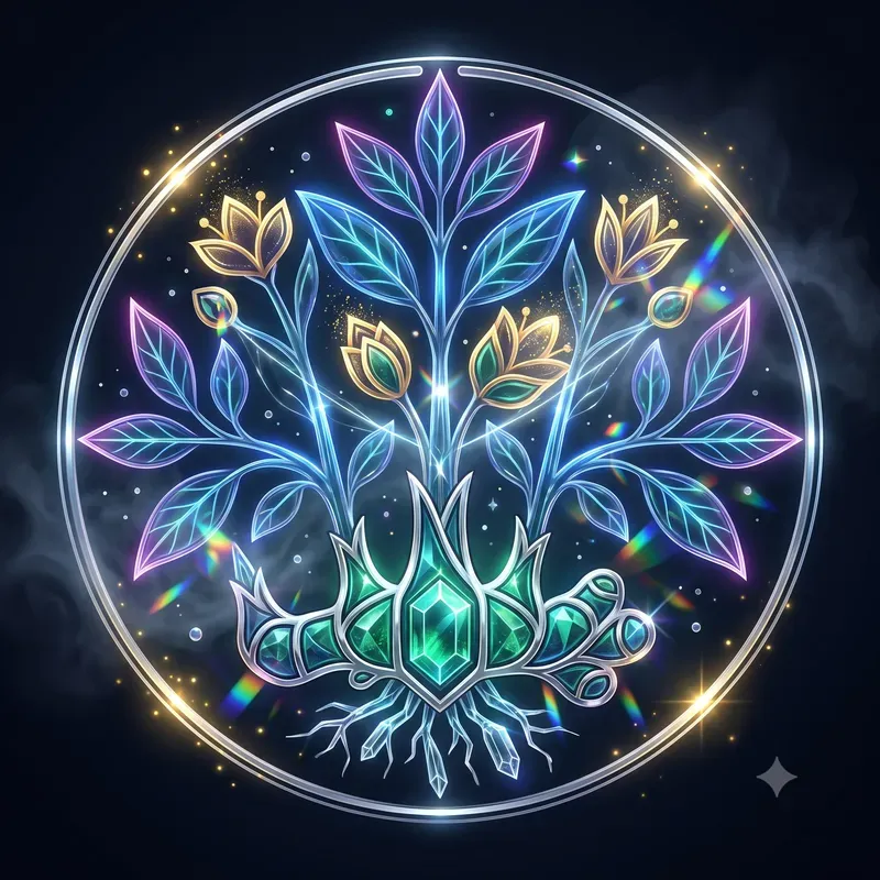Neon Crystal Asian Herb Emblems