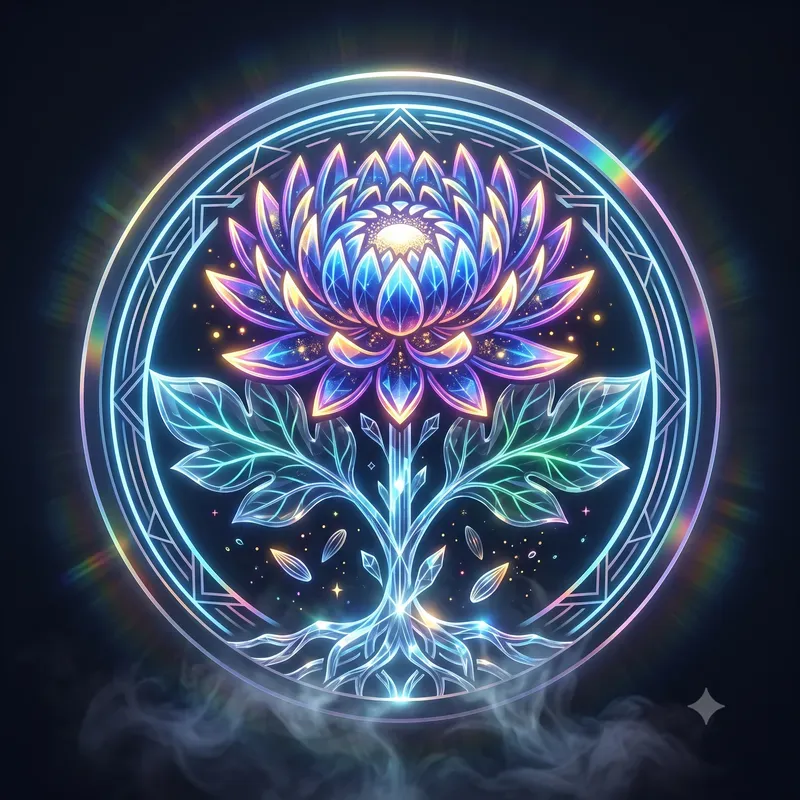 Neon Crystal Asian Herb Emblems