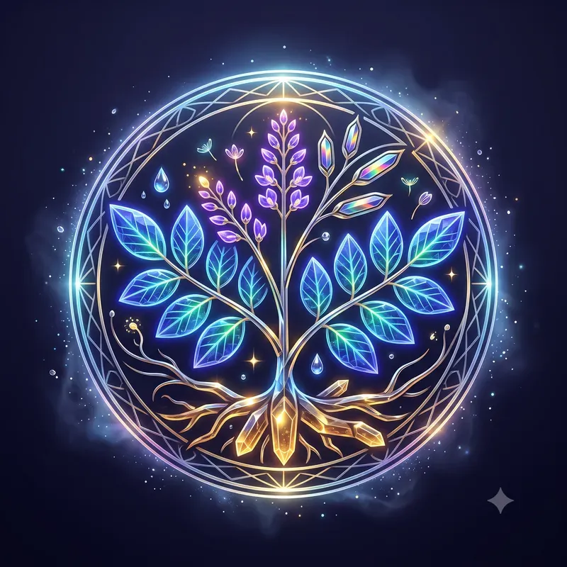 Neon Crystal Asian Herb Emblems