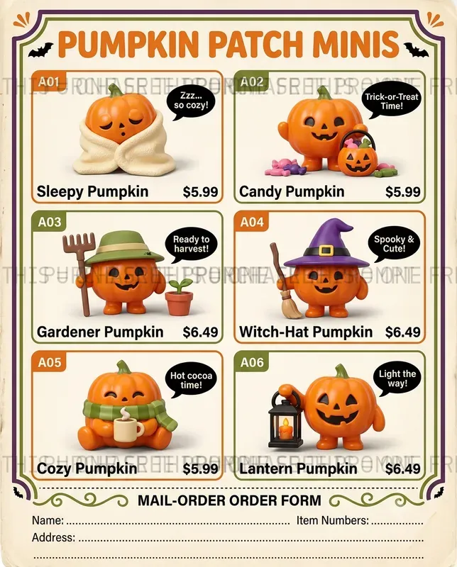 Cute Halloween Toy Catalog Pages