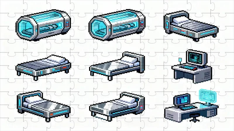 8bit Pixel Art Furniture Sprite Sheets