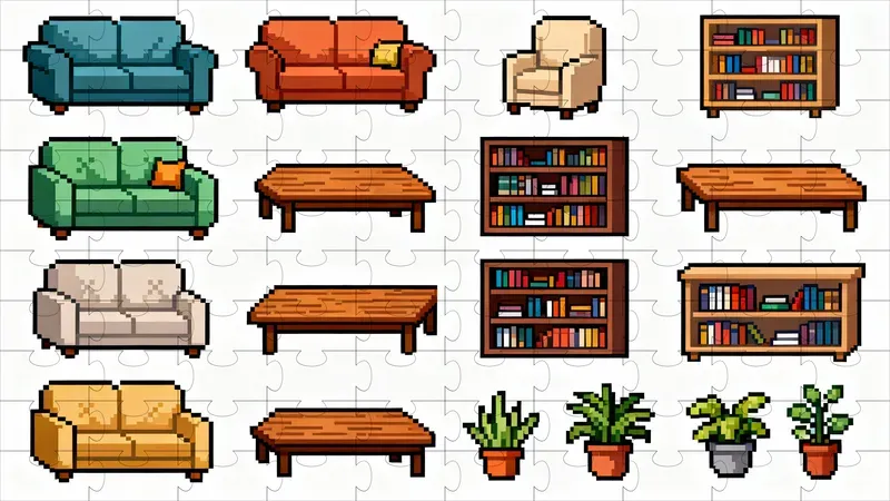 8bit Pixel Art Furniture Sprite Sheets