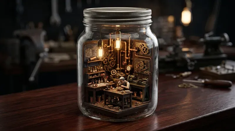 Isometric 3d Dioramas In Glass Jars