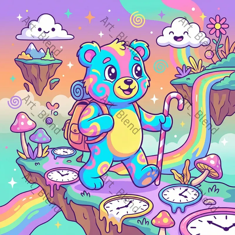 Whimsical Psychedelic Cartoon Art
